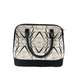 Brooks Brother Genuine Leather And Canvas Bag With Zipper And Swirling Pattern